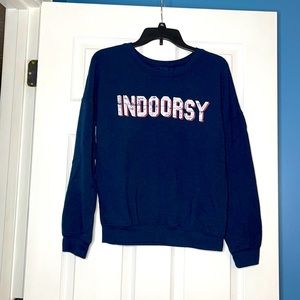 Navy blue long sleeve shirt.